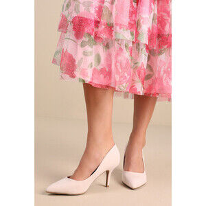Lulus Mariee Beige Suede Pointed-toe Pumps - Size 8